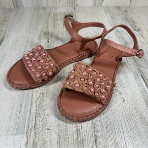New Sam Edelman Kids' Holly Sandal in Rose Linen‎ #900